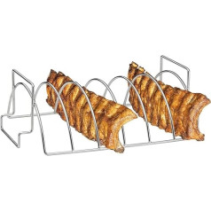 Küchenprofi 1066532800 BBQ Spare Ribs and Roasting Rack – Stainless Steel – 38 cm x 25.5 x 12.5 cm