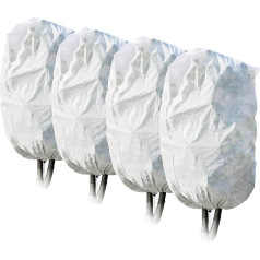 com-four® 4 x Plant Protection Covers with Pull Cord - Cold Frame Fleece for Plant Protection in Summer and Winter - Garden Fleece as Frost and Sun Protection (Pack of 04 - White - 198 x 132 cm)