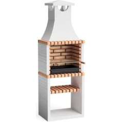 Movelar Nola Plus Ready-Made Barbecue for Firewood and Coal, Model Nola Plus (White, Orange, 70 x 47 x 221 cm), Ref: M00139 - Outdoor Use