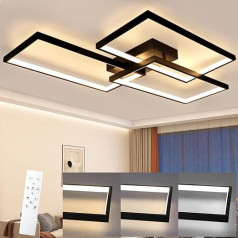 CBJKTX LED Ceiling Light Living Room Ceiling Light - Black 80 cm 72 W Modern Living Room Lamp Dimmable with Remote Control Bedroom Lamp Rectangle Metal Design for Bedroom Children's Room Kitchen