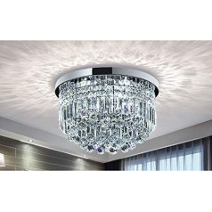 Bestier Modern Elegant Glass Crystal Chandelier Ceiling Light, 6 Bulbs, Chrome Semi-Flush Mount, 77 x 25 x 19 cm (L x W x H)