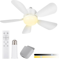 Gliztech 48 cm Socket Fan with Light, Ceiling Fan with Lighting and Remote Control, LED Light, Socket Fan for Bathroom, Kitchen, Bedroom, Garage, 1 Pack
