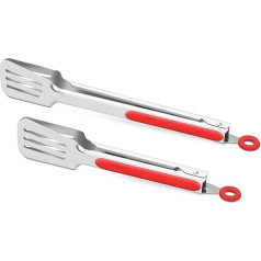 ALLWIN-HOUSEWARE W Premium 304 Stainless Steel Barbecue Turner, Heavy Duty Non-Stick BBQ Cooking Kitchen Tongs, 9