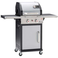 Landmann Triton PTS 2.0 Gas Barbecue, Premium Gas Grill with Double-Walled Lid and Lid Thermometer, Enamelled Cast Iron Grill for Perfect Grilling, Landmann PTS System [Stainless Steel]