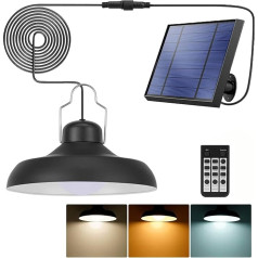 Bellanny Solar Lights for Outdoors, 3000 K/4000 K/6500 K Solar Pendant Lamp, IP65 Waterproof Solar Light Outdoor, 5 m Cable Solar Lamp Hanging with Remote Control, Solar Shed Lights for Garden,