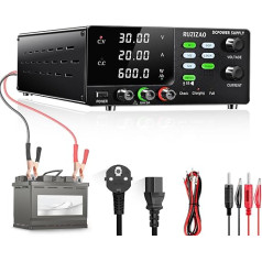 RUZIZAO Laboratory Power Supply 30 V 20 A Laboratory Power Supply 600 W High Performance DC Adjustable Power Supply Encoder Control 6 V 12 V 24 V Battery Charging with Memory Memory Function Prompt