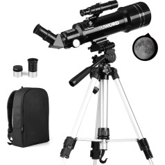 Tuword Telescope Astronomy 70/400 mm Refractor Telescope for Adults Beginners with 5 x 24 Finder Scope and Aluminium Tripod Portable Telescope with Backpack