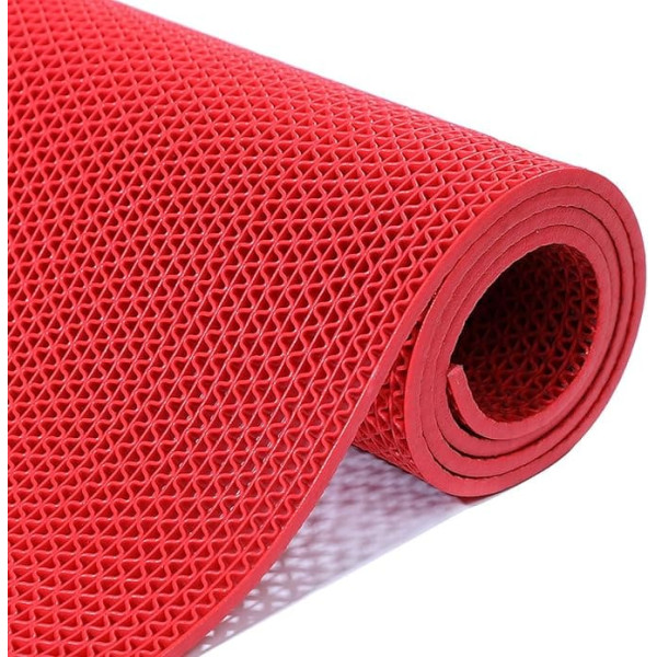 Non-Slip Floor Mat for Drainage of Shower Rooms, PVC Mats for Swimming Pools and Bathrooms, Commercial Floor Mats for Garages, Spas and Restaurants (Color : Red, Size : 90 x 100
