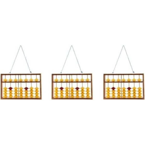 Jasaly 3 x 7 Columns Hanging Wooden Chinese Abacus Soroban Learning Tool Calculator Math for Student Teacher