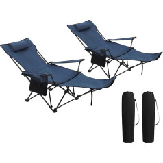 Woltu Set of 2 Folding Camping Chairs, Deck Chairs for Outdoors, Fishing Chair, Sunning Chair, Ultralight, with Armrests and Drink Holder