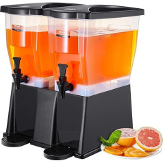 VEVOR Beverage Dispenser, 11L x 2 Drinks Dispenser for Parties, Plastic Juice Dispenser with Stand Tap Lid, Iced Tea Lemonade Juice Water Dispenser for Restaurants, Hotels, Parties