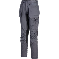 Portwest CD883 Eco WX2 Stretch-Arbeitshose für Herren, mit Holster und Mehreren Taschen, Cargo-Sicherheitshose mit Kniepolstertaschen, Metallgrau, Größe 48