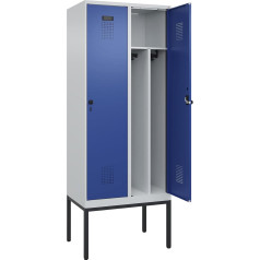 kaiserkraft | Evolo Plus Divider Centre | 2 Compartments | Light Grey/Gentian Blue | W 800 mm | with Narrow Feet | Safety Rotary Latch