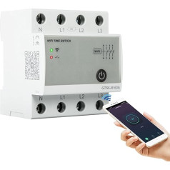 Jadeshay GTS8-W Intelligent WiFi Timer Smart Home Remote Control Switch by Tuya App AC220V 4P 63A Circuit Breaker Timer Relay Switch