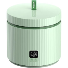 Tokit Rice Cooker 1.5 L Pro Rice Cooker Small Mini but Multifunctional with Display Touch Button for 1-3 People Ceramic Coated Non-Stick Inner Travel Pot (Green)