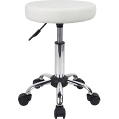 Furwoo Multipurpose Rolling Stool Round Stool with Wheels for Spa Adjustable Drawing Stool (White)