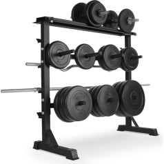 Physionics® Dumbbell Rack, Diameter 25 mm, Max. 300 kg, 3 Levels, Grey/Black, Steel, Dumbbell Stand, Barbell Stand, Weight Plate Stand, Dumbbells