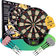 Best Sporting Elektronische Dartscheibe Nation, Windsor oder Bristol – 21 Spiele mit 65 Varianten, kabellos – Inkl. 6 Pfeile & 8 Ersatzspitzen – Für bis zu 8 Spieler