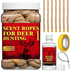 Swiffen Deer Hunting Fragrance Rope Kit Hemp Rope System 30 Inch Rope with Square Bottle and Ribbons Fragrance Concentrate Scraper Scented Bait Mock Scrape Fragrance for Deer Hunting