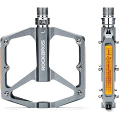 ROCKBROS Bicycle Pedals with Reflectors Platform Pedals Made of Aluminium Alloy Non-Slip Ultralight 9/16 Inch Bicycle Pedals for MTB, Road Bike, BMX, E-Bike