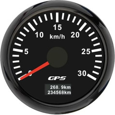 ELING 52mm GPS Speedometer 0-30km/h Speedometer with 7 Colors Backlight for Tractors ATV UTV (Black+Black, 0-30KM/H)