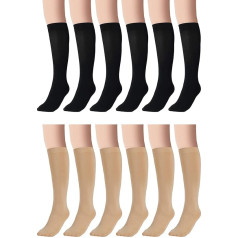 12 Pairs Ice Skating Socks High Tights Women's Ice Skating Tights Skating Nylon Socks Figure Footed Skate Socks for Girls Children Black Nude, Black, Nude, One Size, Black, Nude