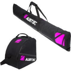 AUMTISC Ski Bag Set Ski Bag & Boot Bag Adjustable Length Up to 200 cm for 1 Pair of Ski & Ski Boots