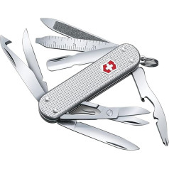 VICTORINOX Swiss Army Knife Mini Champ Alox, Small, 15 Functions, Swiss Made, Multitool with Letter Opener, Bottle Opener, Wire Stripper, Silver