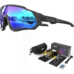 KAPVOE Polarised Cycling Glasses, 5 Interchangeable Lenses, Unisex Sports Sunglasses for Men and Women
