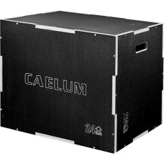 CAELUM 3 in 1 Wooden Pyo Box - Non-Slip Plyometric Jump Box for Home and Gym, 180kg Ball Bearings, Fitness Start Box for Jumping, Squats, Step Ups, Strength Training, 30 x 24 x 20