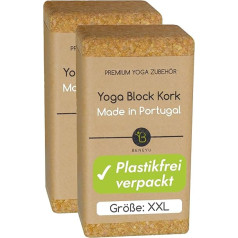beneyu® Sustainable Yoga Block Cork Set of 2 – The Proven Yoga Block Set of 2 Made from 100% Natural Cork Made in Portugal – Ideal as Support for Yoga and Pilates Including Exercises