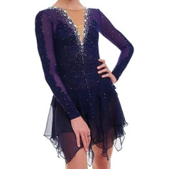 JRUIA Long Sleeve Figure Skating Dress for Girls Competition Ice Skating Clothing for Women with High Elasticity Skirt for Ice Skating Professional Roller Skating Training Clothing