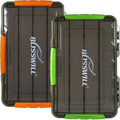 BLISSWILL 2 Packs 3700 Fishing Tackle Storage Containers with Removable Dividers Tea Color Transparent Waterproof