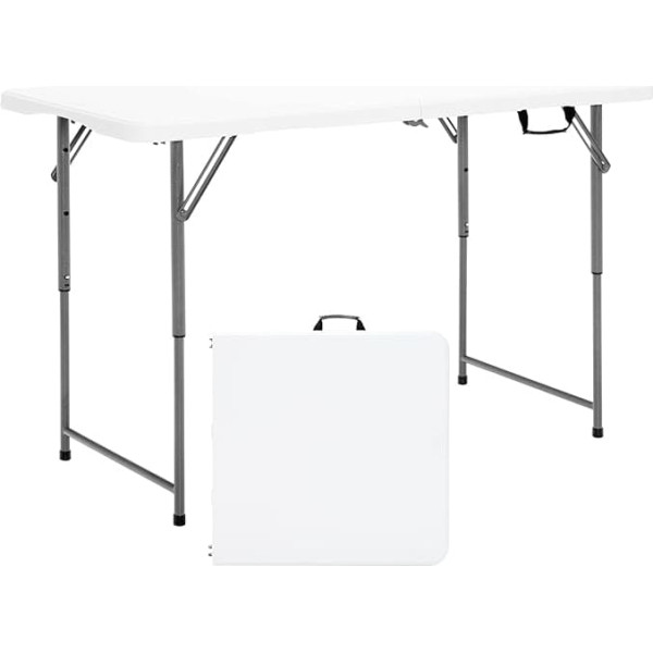 COSTWAY Camping Table Height Adjustable Portable Folding Table Folding Garden Table with Carry Handle for Camping Wedding Party 120 x 60 x 74.5cm
