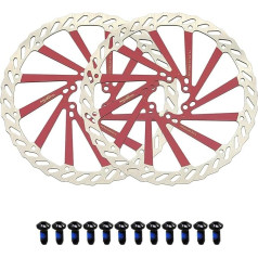 Jane Eyre 203 mm Bicycle Brake Disc 2 Pieces Disc Brake Bicycle Rotor with 12 Screws Suitable for Most Bicycles, Road Bikes, Mountain Bikes, BMX MTB (Red 203 mm)