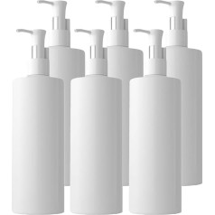 BPZXL Pack of 6, 500 ml White Plastic Lotion Bottles, Refillable Travel Press, Pump Bottles, Dispenser for Soap Emulsion Liquids, Shampoo