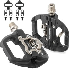 MTB Pedals SPD Flat Combination Pedals with Studs, Bicycle Pedals Compatible with Shimano Pedals SPD, 3 Sealed Bearings, Lightweight Nylon Fibre Pedal for Gravel BMX City Bike, Axle 9/16 Inch