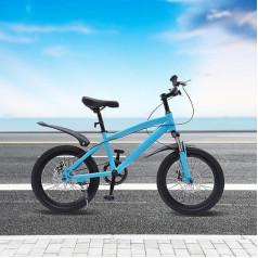 miihgnos Children's Bicycle 18 Inch Mountain Bike Children's Bike Outdoor with Electric Torch Tyre Pump and Sorting Bag, Bicycle Children for Boys Girls Height 125-140 cm Blue