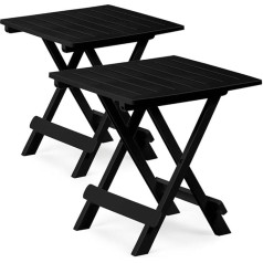 Deuba® Adige Set of 2 Folding Garden Tables 50 x 45 x 43 cm Foldable Portable Camping Table Balcony Table Side Table - Black