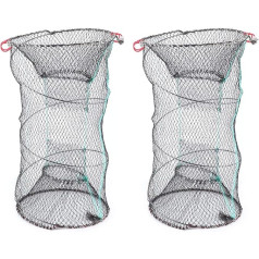 Pack of 2 Foldable Fishing Net Crab Trap Hand Cast Cage Lobster Net Portable Fishing Net for Shrimp, Lobster, Crabs, Minnows, Blue Crabs, Fishing Accessories