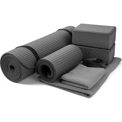 'BalanceFrom GoYoga 7-Piece Set - Includes Yoga Mat with Carrying Strap, 2 Yoga Blocks, Yoga Mat Towel, Yoga Hand Towel, Yoga Strap and Yoga Knee Pad (1/2 Inch Thick Mat)