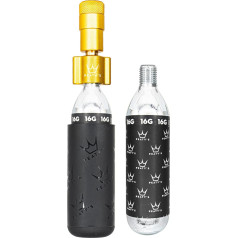 Peaty's Holeshot CO2 Tyre Inflator Kit 16 g / 25 g - Premium Unique Compact Straight-Line Design for Maximum Airflow & Rapid Inflation, 2 x CO2's & Freeze Protector Sleeve, Road & Gravel Bike/MTB