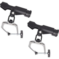 Nuzamas Fishing Rod Holder Adjustable 360 Degree Rotation Side Rails G Clamp on Rail 0-5cm Kayak Boat Mounting with Screws 2 Pack