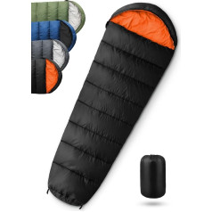 Sleeping Bag, 3-4 Seasons Mummy Sleeping Bag, 5°C ~ 25°C Outdoor Summer Sleeping Bag, Ultralight Small Pack Size, Sleeping Bags for Camping, Travel, Festival