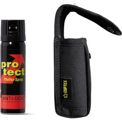 Protect Pfefferspray Breitstrahl 40 ml 50 ml 63 ml + hochwertiges Coptex Holster Etui schwarz Polyester Halterung für Gürtel und Molle System