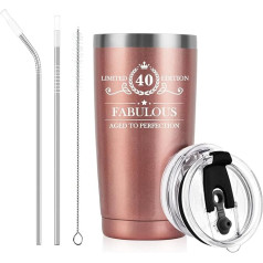 Livole 40th Birthday Women, Gift 40th Birthday Woman, Gift for 40th Birthday Wife, Birthday Gift for Best Friend, Mum, Sister, 600 ml Stainless Steel Thermal Mug, 20 oz Coffee Mug
