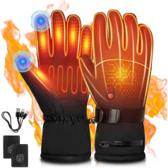 Heated Gloves Men Women QOQIDUN Electric Heated Gloves with 5 V 5000 mAh Rechargeable Battery, 3 Heating Temperature Adjustable Motorcycle Gloves for Cycling, Hiking, Skiing
