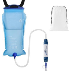 TEMPTIPS Gravity Water Filter, Portable 3L Gravity Water Bag, 99.999999% Bacteria Removal Rate, Strong and Durable, Suitable for Hiking, Cycling, Camping, Hiking (Air Purifier