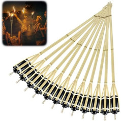 YUENFONG Garden torches, 36 pieces bamboo torches, torches for outdoor oil torches, with wick torches decoration, for party reunion, wedding, natural colour