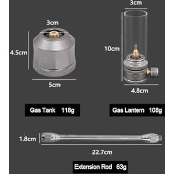 Zoegneer Portable Gas Lantern, Candle Light Set, Ambient Gas Light for Outdoor Adventure, Shimmering Light (Gas Lantern)